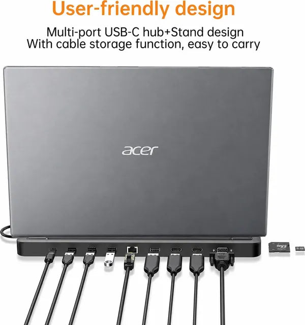 Acer USB Type-C Hub / 13-in-1 / 4K@60Hz / 100W PD / Built-in Laptop Stand