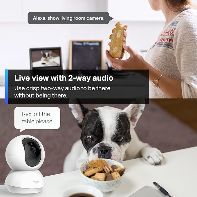 Tapo 2K Pan Tilt Security Camera for Baby Monitor, Dog Camera, C210 Motion Detection, 2-Way Audio Siren, Night Vision, Cloud &SD Card Storage, Works with Alexa & Google Home
