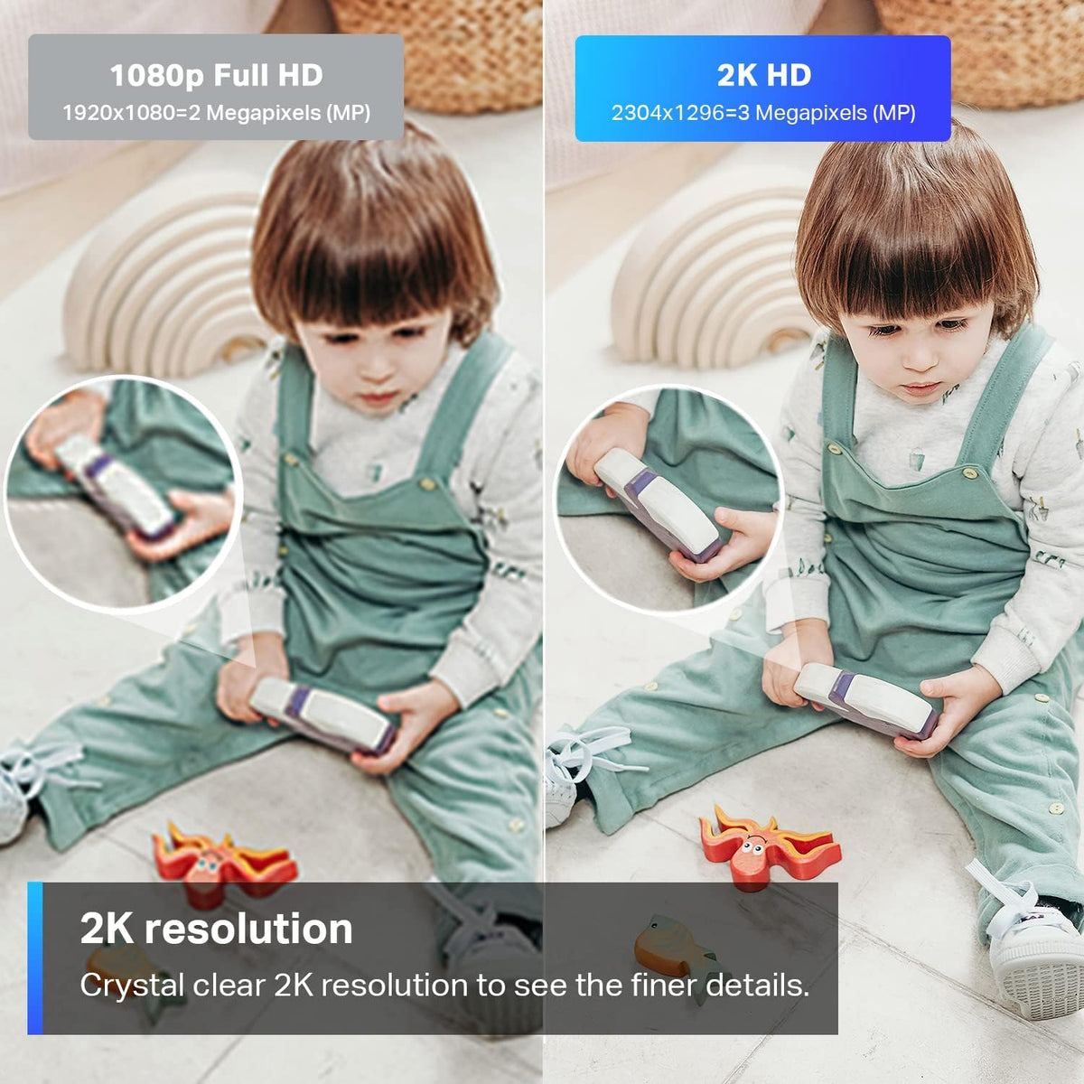 Tapo 2K Pan Tilt Security Camera for Baby Monitor, Dog Camera, C210 Motion Detection, 2-Way Audio Siren, Night Vision, Cloud &SD Card Storage, Works with Alexa & Google Home