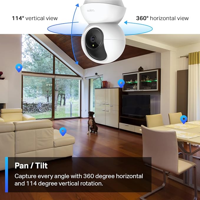 Tapo 2K Pan Tilt Security Camera for Baby Monitor, Dog Camera, C210 Motion Detection, 2-Way Audio Siren, Night Vision, Cloud &SD Card Storage, Works with Alexa & Google Home