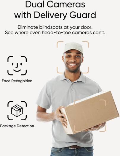 Eufy Security Video Doorbell E340 (Battery Powered), Dual Cameras with Delivery Guard, 2K Full HD and Color Night Vision, HomeBase S380 Compatible | E8214311