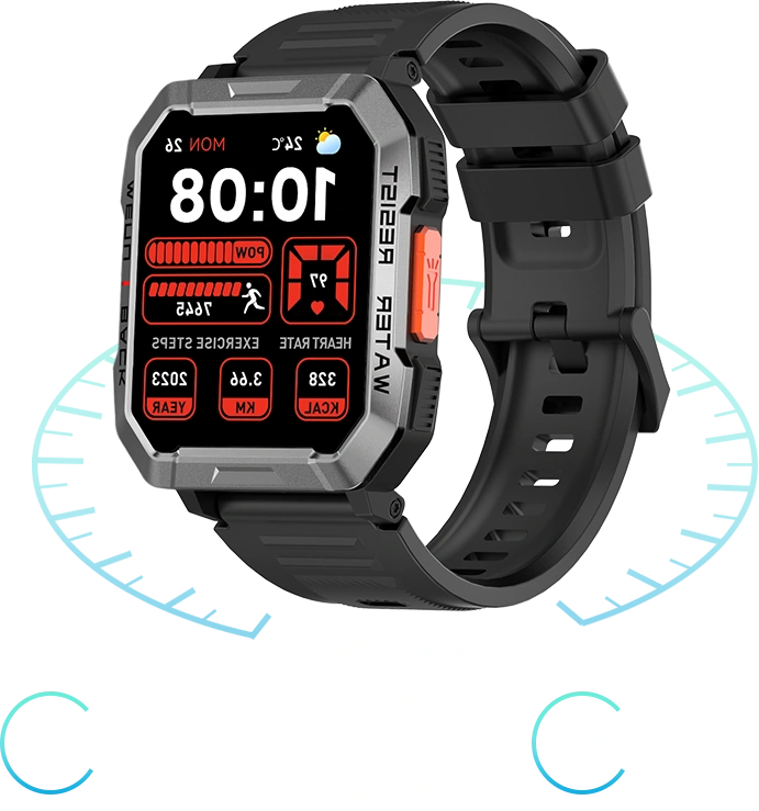 Oscal Rugged T1 Bluetooth Calling Smart Watch Black