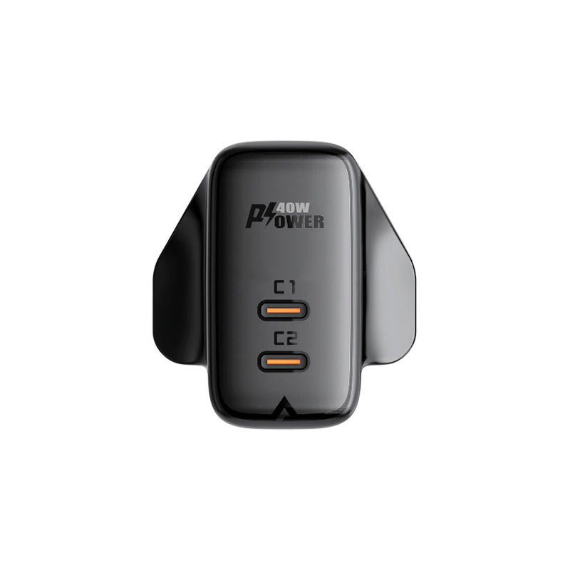ACEFAST A12 PD40W(USB-C+USB-C) dual port charger,black(UK)