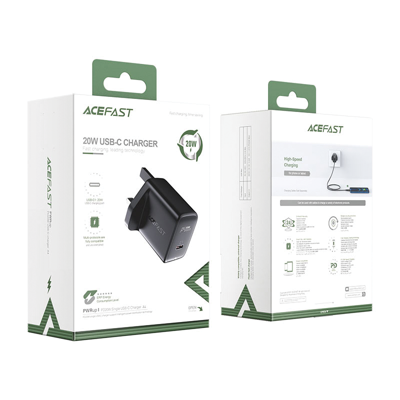 ACEFAST A4 PD20W single USB-C charger (black) (UK)