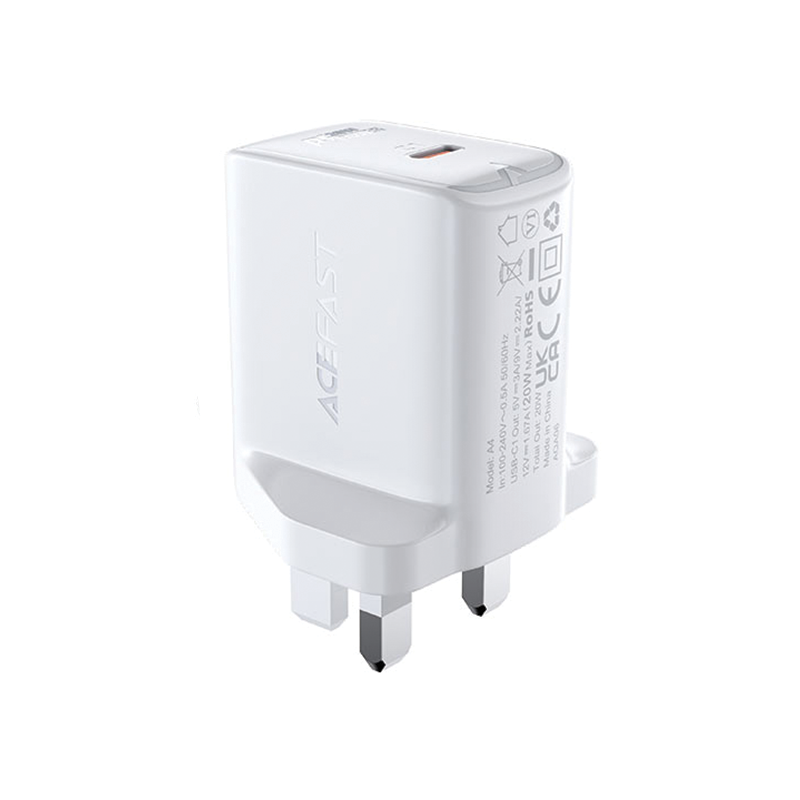 ACEFAST A4 PD20W single USB-C charger (white) (UK)