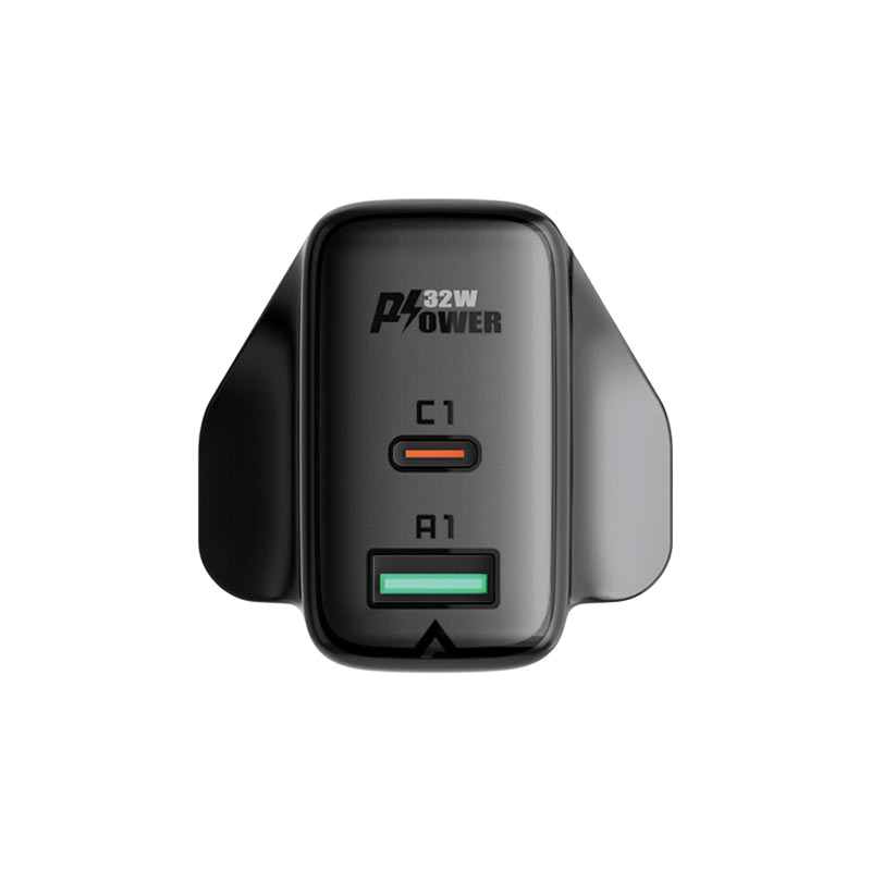 ACEFAST A8 PD32W(USB-C+USB-A) dual port charger (black) (UK)