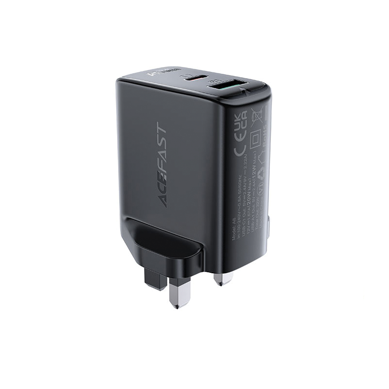 ACEFAST A8 PD32W(USB-C+USB-A) dual port charger (black) (UK)